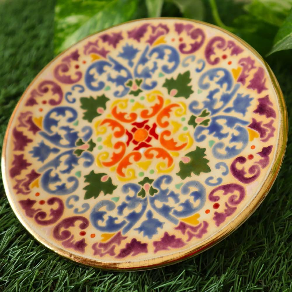 ◆タイルアート◆虹色◆アラベスク模様◆飾り皿◆絵皿◆