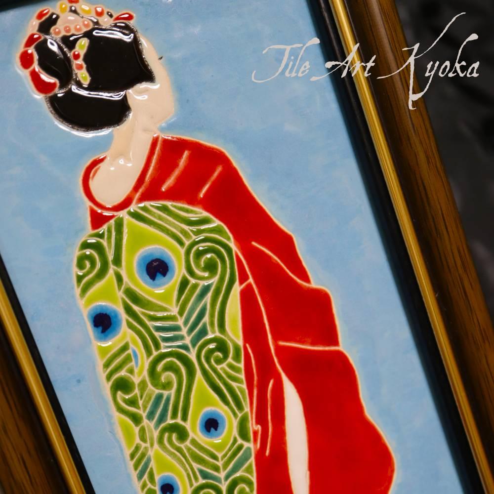 ◆タイルアート◆和柄◆舞妓◆MAIKO◆木枠付◆