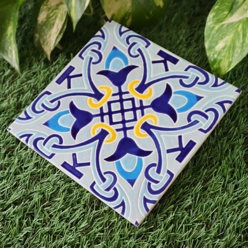 ◆タイルアート◆アラベスク模様 H◆青◆